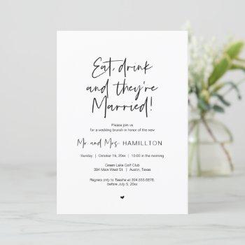 post wedding brunch, eat, drink and married invitation