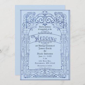 Small Powder Blue White Vintage Victorian Deco Wedding Front View