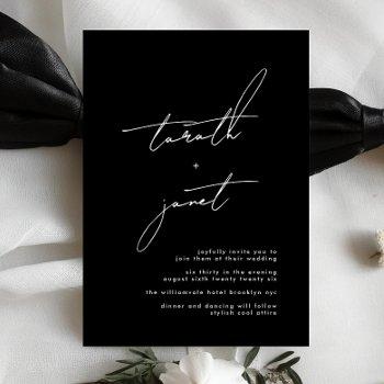 premium names | stylish black & white wedding invitation