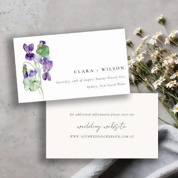 Small Pretty Chic Violet Floral Bunch Wedding Website Enclosure Card Front View