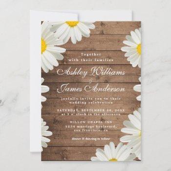 Small Pretty Daisies White Floral Rustic Wood Wedding Front View