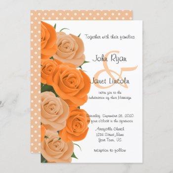 pretty orange rose flower wedding invitations