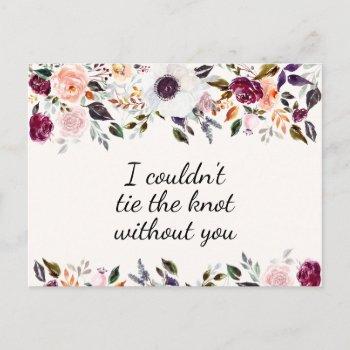 pretty watercolor floral bridesmaid proposal card