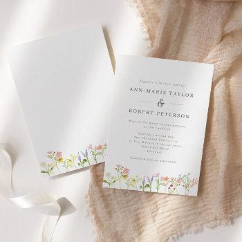pretty wildflowers cottagecore wedding invitation
