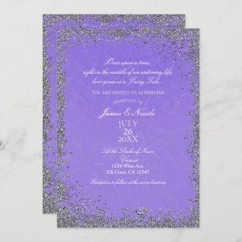 princess purple damask storybook elegant wedding invitation