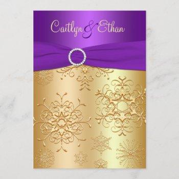 Small Printed Ribbon Purple, Gold Wedding Front View