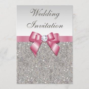Small Printed Silver Sequins And Bow Pink Wedding Front View