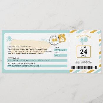 Small Puerto Rico Airmail Boarding Pass Wedding Front View