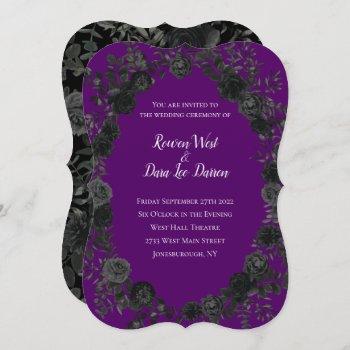 purple and black rose gothic wedding invitations