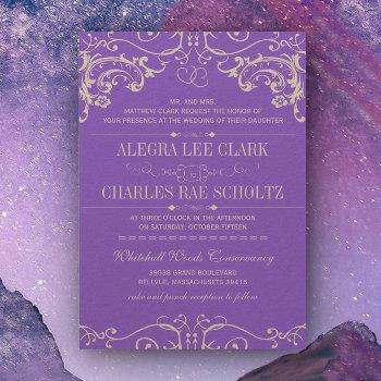 Small Purple And Modern Vintage Typography Invite Front View