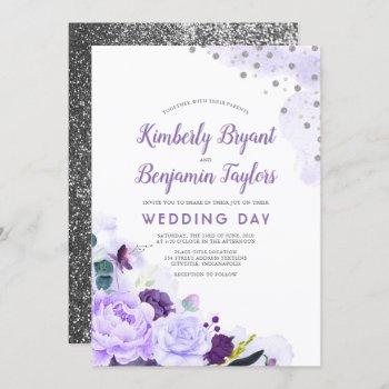 Small Purple And Silver | Floral Watercolor Wedding Front View
