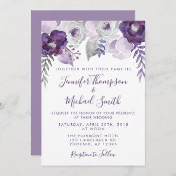 Small Purple And Silver Watercolor Floral Wedding Front View