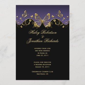 Small Purple Black Gold Butterflies Post Wedding Front View