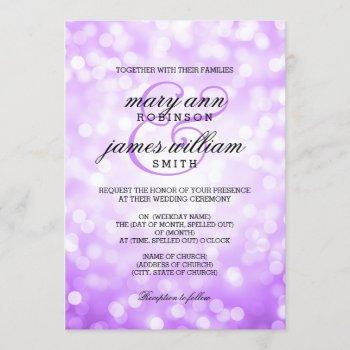purple bokeh lights elegant wedding invitation