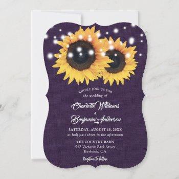 Small Purple Burlap String Lights Sunflower Wedding Front View