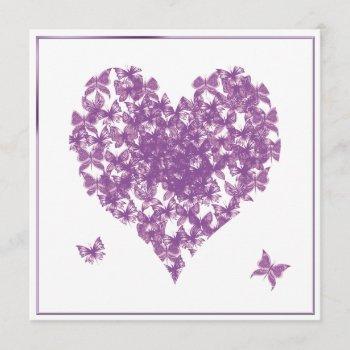 purple butterfly heart wedding invitation