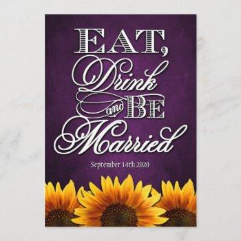 Small Purple Chalkboard Sunflower Wedding Front View
