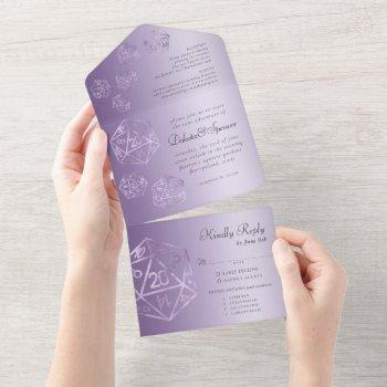 purple d20 | elegant rpg dice wedding meal choice all in one invitation
