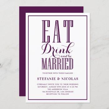 Small Purple Eat Drink And Be Married Wedding Front View