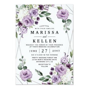 Small Purple Floral And Silver Geometric Elegant Wedding Front View
