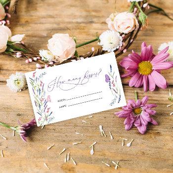 Small Purple Floral Lavender How Many Kisses Game Enclosure Card Front View