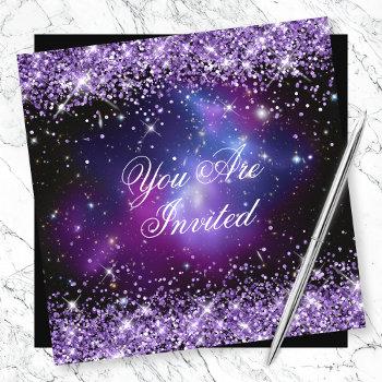 Small Purple Glitter Galaxy Cluster Planetarium Wedding Front View