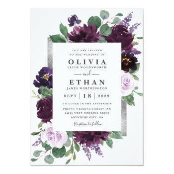 Small Purple Gray Silver Watercolor Peony Fall Wedding Front View