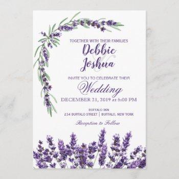 purple lavender lilac flower wedding invitation