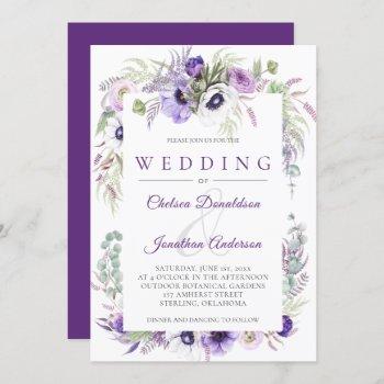 Small Purple Lavender White Watercolor Flowers Wedding Front View