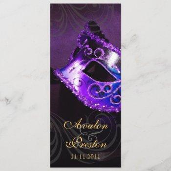 purple masquerade  wedding program invitation