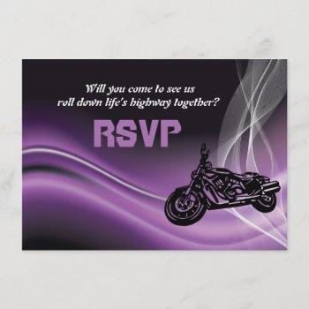 Small Purple Road Biker Wedding Rsvp Response Front View