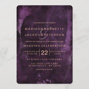 Small Purple Watercolor Rose Gold Wedding Front View