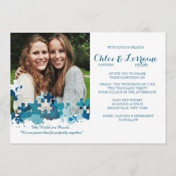 Small Puzzle Pieces Photo Wedding Front View