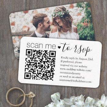 Small Qr Code Rsvp Wedding Website Simple Photo Response Enclosure Card Front View