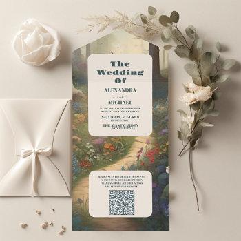 Small Qr Code Rustic Mountain Woodland Forest Wedding All In One Front View