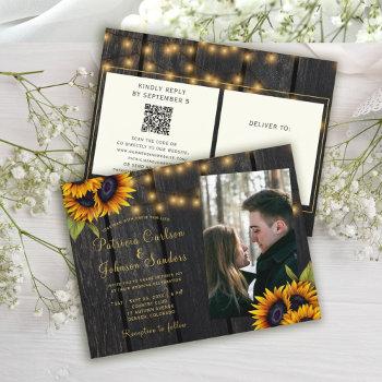 qr code rustic sunflower wedding all in one invitation postcard