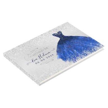 quinceañera navy royal blue sparkling gown guest book