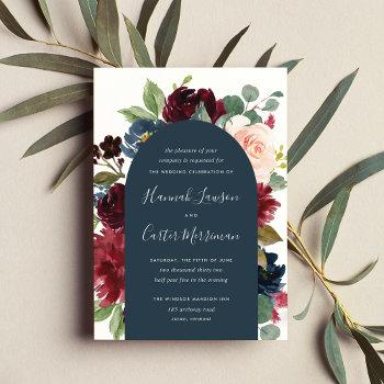 radiant bloom floral arch wedding invitation