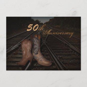 railway western cowboy 50th wedding anniversary invitation