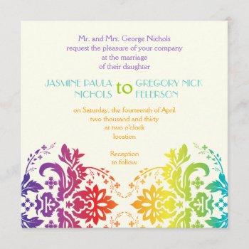 Small Rainbow Colors Damask Wedding Front View
