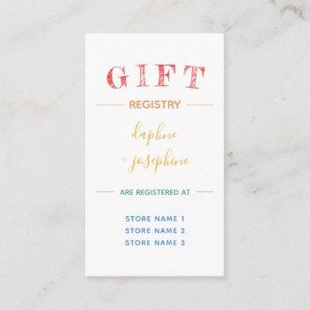 Small Rainbow Floral Gay Wedding Gift Registry Enclosure Card Front View