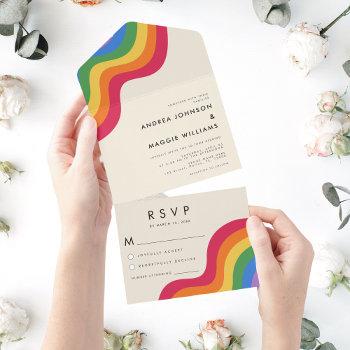 rainbow gay pride lgbtq flag colorful wedding all in one invitation