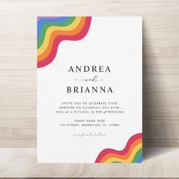 rainbow lgbtq gay qr code pride all in one wedding invitation