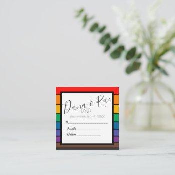 Small Rainbow Pride Color Block Stripes Enclosure Card Front View