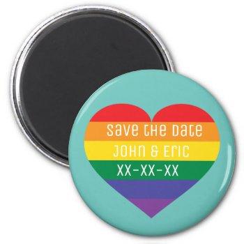 rainbow pride heart save the date magnet