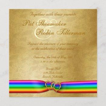 Small Rainbow Ribbon Double Hearts Wedding  6 Front View