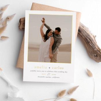 real foil | simple typography modern photo wedding foil invitation