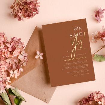 real foil | we said yes! terracotta wedding foil invitation