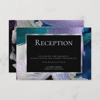 reception | modern faux metallic teal violet invitation