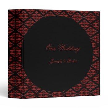 Small Red And Black Damask Gothic Wedding Binder Front View